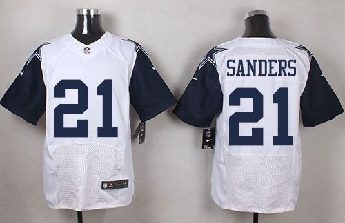 Nike Cowboys #21 Deion Sanders White Men's Stitched NFL Elite Rush Jersey - Click Image to Close